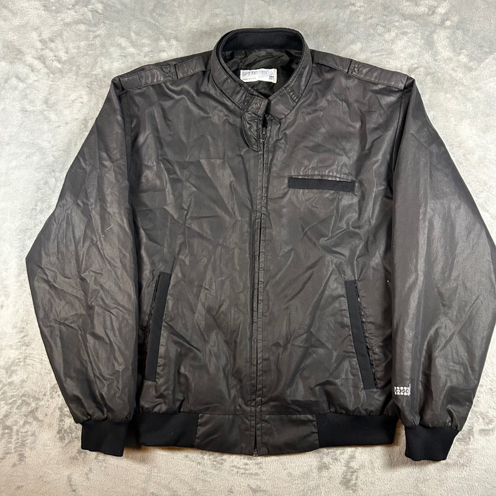 Vintage Upstream Case IH Bomber Jacket Mens XL Black Full Zip Made in USA